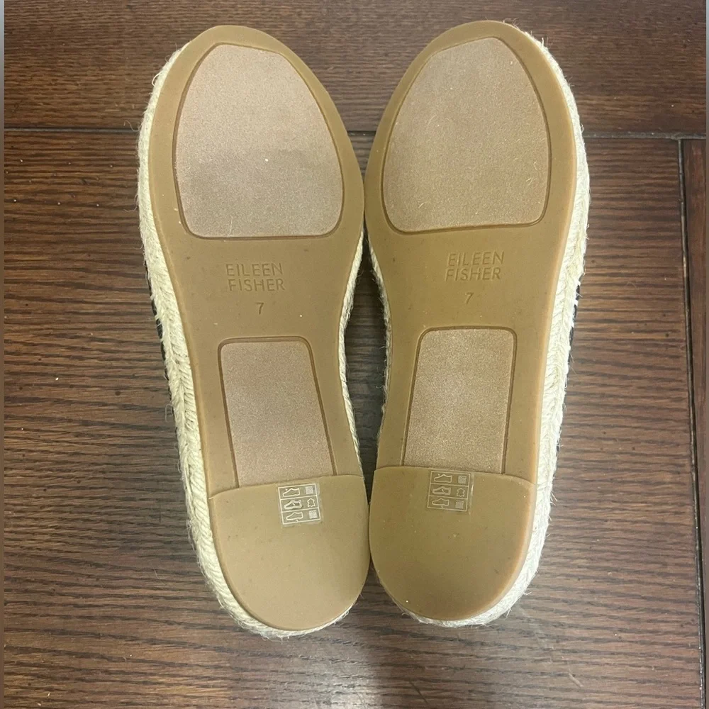 Eileen Fisher Womens Live Slip On Flats Espadrille Black Knit Size NEW‎